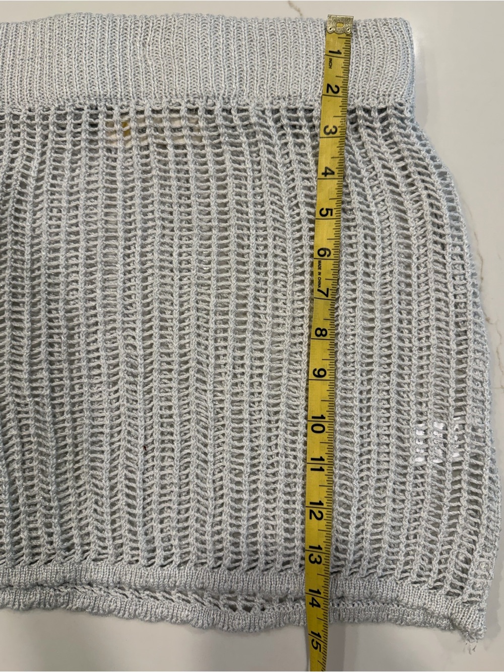 Ocean Drive Silver Metallic Open-Knit Crochet Mini Skirt - Picture 7 of 7